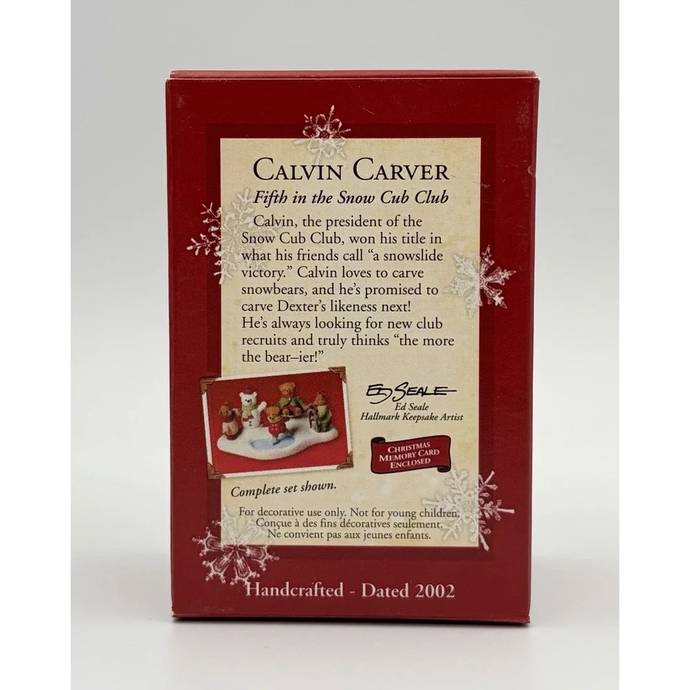 Hallmark 2002 Calvin Carver Snow Cub Club Teddy Bear Christmas Ornament Vintage
